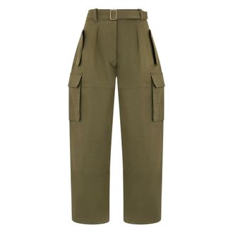 Alberta Ferretti Loose Cargo Trousers - female - Alberta Ferretti - Wide Trousers - Green - S - Trousers