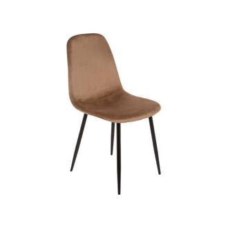 Dmora Dmora - Silla Pismo, Sill&oacute;n Tapizado En Terciopelo, Silla De Comedor Acolchada, Asiento Para Reuniones, 45x56h87 Cm, Arena, Con Embalaje Reforzado