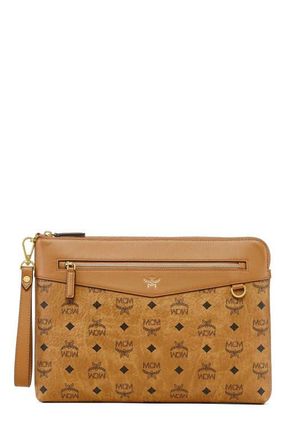 MCM Diamond Wristlet Pouch in Visetos in Brown at Nordstrom