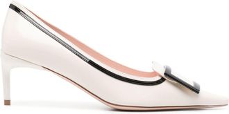 Roger Vivier Womens Viv Canard Leather Pumps - Light Grey - Size EU 40