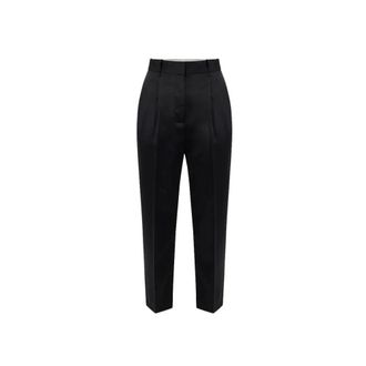 Elisabetta Franchi Stretch Satijnen Broek - Dames - Broeken - Zwart - Maat: L Satijn
