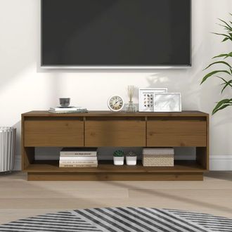 vidaXL Vidaxl - Mueble De Tv Madera Maciza De Pino Marr&oacute;n Miel 110,5x34x40 Cm
