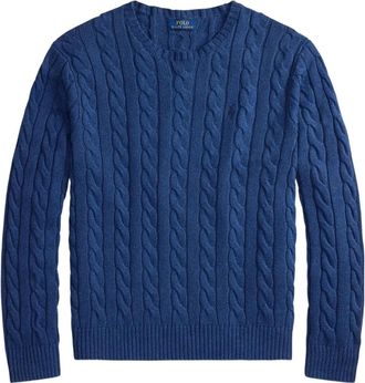 Polo Ralph Lauren Cotton Cable Knit Pullover - Heren - Ronde hals truien - Blauw - L - Katoen - Truien & Vesten
