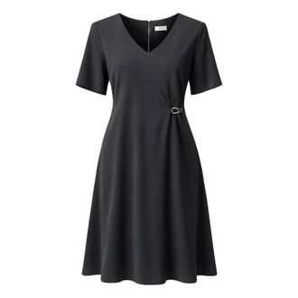 Herno Vestido Longuette de Manga Corta - Dresses - Mujer - Negro - L