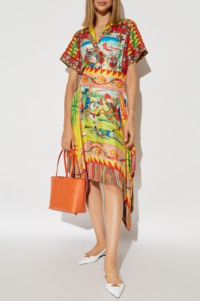 Dolce & Gabbana Asymmetric Skirt With Fringes, Womens, Multicolour