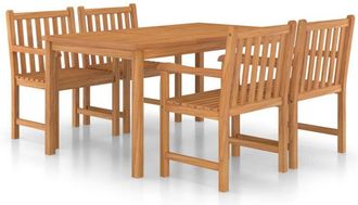 vidaXL Conjunto De Comedor De Jard&iacute;n De 5 Piezas, 150 X 90 Cm, Madera Maciza De Teca Vidaxl