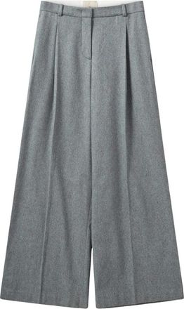 The Garment Elegante Wide-Leg Broek - Dames - Wijde Broeken - Grijs - M - Wol - Broeken