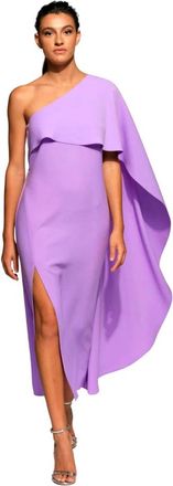Moskada Asymmetrische Lila Midi Jurk met Cape - Dames - Feestkleedjes - Paars - XL - Kleedjes