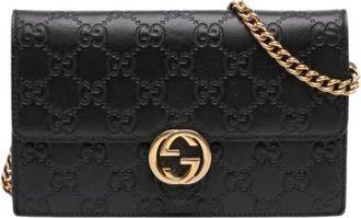 Gucci Pre-owned Embossed Flap Crossbody Bag - Dames - Vintage Schoudertas - Zwart - ONE Size - Leer - Vintage