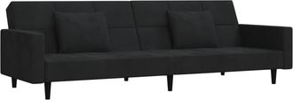 vidaXL Vidaxl - Sof&aacute; Cama De 2 Plazas Con Dos Almohadas Terciopelo Negro