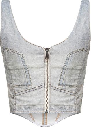 Haikure Womens Corset Top Elsie Beige Denim Cotton Tops
