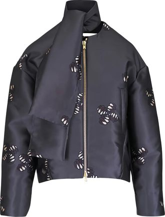 Odeeh Giacca con stampa e sciarpa - Grigio