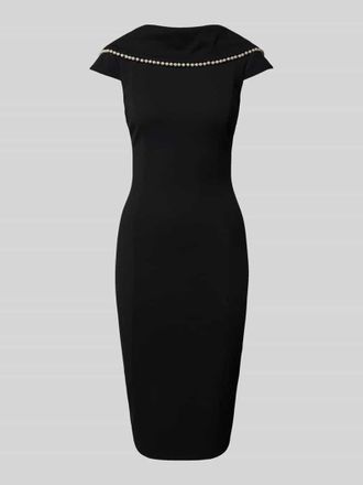 Adrianna Papell Knielanges Cocktailkleid mit Ziersteinbesatz in Black, Gr&ouml;&szlig;e 36