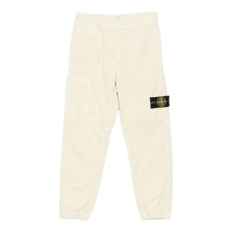 Stone Island Striped Velvet Trousers - male - Stone Island - Sweatpants - Beige - 8 Y - Kids