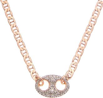 Meshmerise 18K Over Silver 0.20 Ct. Tw. Diamond Puffed Mariner Necklace