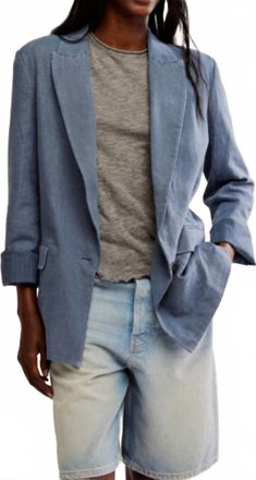 Free People Prep School Blazer In Vintage Indigo