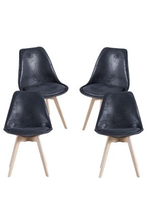 Regalos Miguel Regalos Miguel - Packs Sillas Comedor - Pack 4 Sillas Synk Vintage - Negro