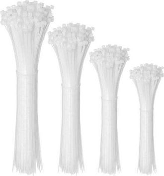 OEM 400 Bridas Para Cables De 100/150/200/300 Mm, Bridas De Nailon, Bridas De Pl&aacute;stico Profesionales Para Organizar Diversos Cables, Color Blanco