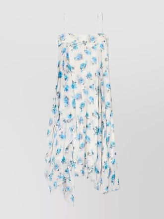 Tory Burch chiffon roses handkerchief hem strap dress