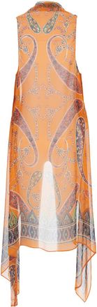 Etro Womens Printed Gilet With Orange Silk Scarf Scarfs