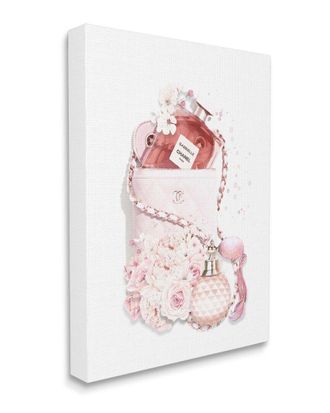 Stupell Industries Pink Designer Bag With Chic Florals Paint Splatter Wall Art
