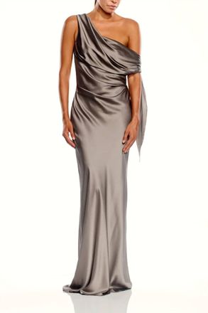 The Sei Asymmetrical Drape Gown With Tie In Steel