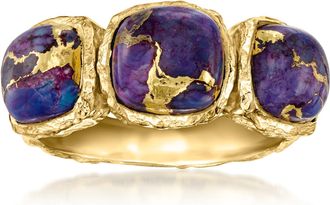 Ross-Simons Bezel-Set Purple Turquoise 3-Stone Ring in 18kt Gold Over Sterling