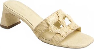 SIMKHAI Womens Monogram Raffia Block Heel In Natural