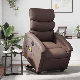 vidaXL Vidaxl - Sill&oacute;n De Masaje Elevable El&eacute;ctrico Cuero Sint&eacute;tico Marr&oacute;n