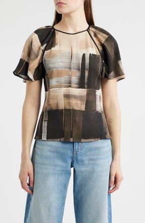 BOSS Bivalia Flutter Sleeve Top in Open Misc at Nordstrom Rack, Size 6