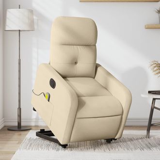 vidaXL Vidaxl - Sill&oacute;n De Masaje El&eacute;ctrico Reclinable Elevable Tela Crema