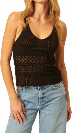 John & Jenn Otis Crochet Tank Top In Caviar