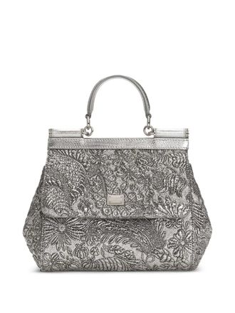 Dolce & Gabbana medium Sicily brocade tote bag - women - Metallized Polyester/Acrylic/Polyamide/Virgin Wool/CALFSKIN/Silk/Viscose/Silk/CALFSKIN