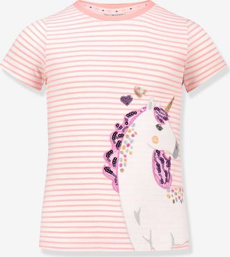 Salt And Pepper M&auml;dchen T-Shirt mit bestickter Einhorn-Applikation SALT AND PEPPER pfirsich