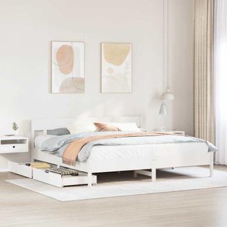 vidaXL Vidaxl - Cama Sin Colch&oacute;n Madera Maciza De Pino Blanca 180x200 Cm