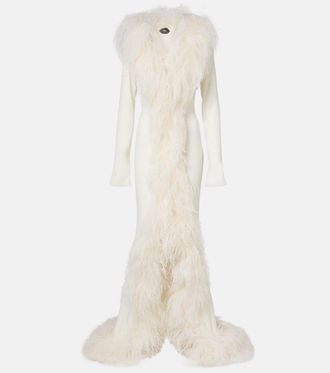 Taller Marmo Bridal - Abito lungo Hollywood con piume