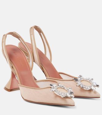 Amina Muaddi Begum 95 mesh slingback pumps