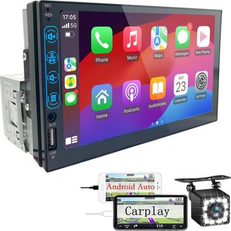 OEM Radio Para Coche 1 Din Con Bluetooth, Carplay Y Android Auto - Pantalla T&aacute;ctil Hd De 7 Pulgadas - Compatible Con Ios/android Mirror Link/radio Fm/usb/