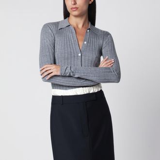 Toteme Camicia a coste slim in cashmere e seta grigio m&eacute;lange