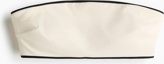 H&M Wattiertes Bandeau-Bikinitop - Cremefarben/Schwarz