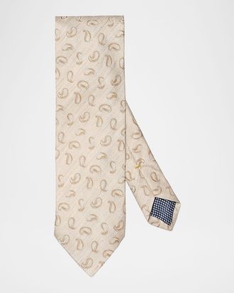 Eton Mens Paisley Silk and Linen Tie