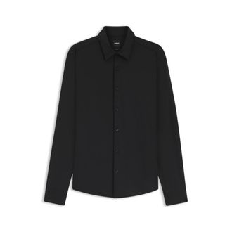 BOSS Performance-stretch slim-fit shirt in structured jersey