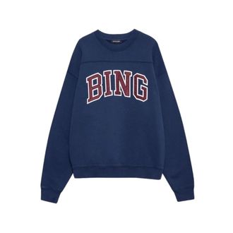 Anine Bing Trenton Sweatshirt - Dames - Sweatshirts - Blauw - S - Katoen - Hoodies & sweatvesten