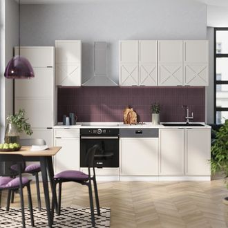Vicco Mueble De Cocina Fame-line, Gris/beige/blanco, 300 Cm, Et Antracita, Vicco