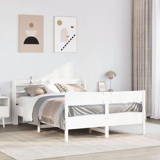 vidaXL Estructura De Cama Sin Colch&oacute;n Madera De Pino Blanco 135x190 Cm Vidaxl