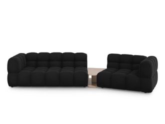 Cosmopolitan Design Sof&aacute; modular derecho 3 plazas de terciopelo negro