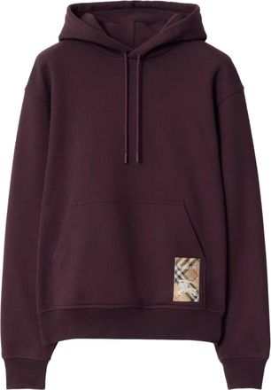 Burberry Felpa in cotone con etichetta e cappuccio - Rosso