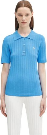 Sporty & Rich SRC Ribbed Polo - Dames - Polos - Blauw - XS - Tops
