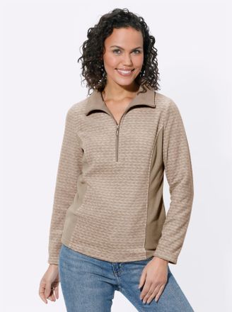 Casual Looks Fleeceshirt CASUAL LOOKS Fleece-Shirt, Damen, Gr. 36, beige (elfenbein, beige), 100% Polyester, gemustert, mehrfarbig, Shirts Fleeceshirt