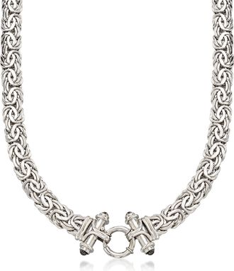 Ross-Simons Sterling Silver Byzantine Necklace With Black Onyx
